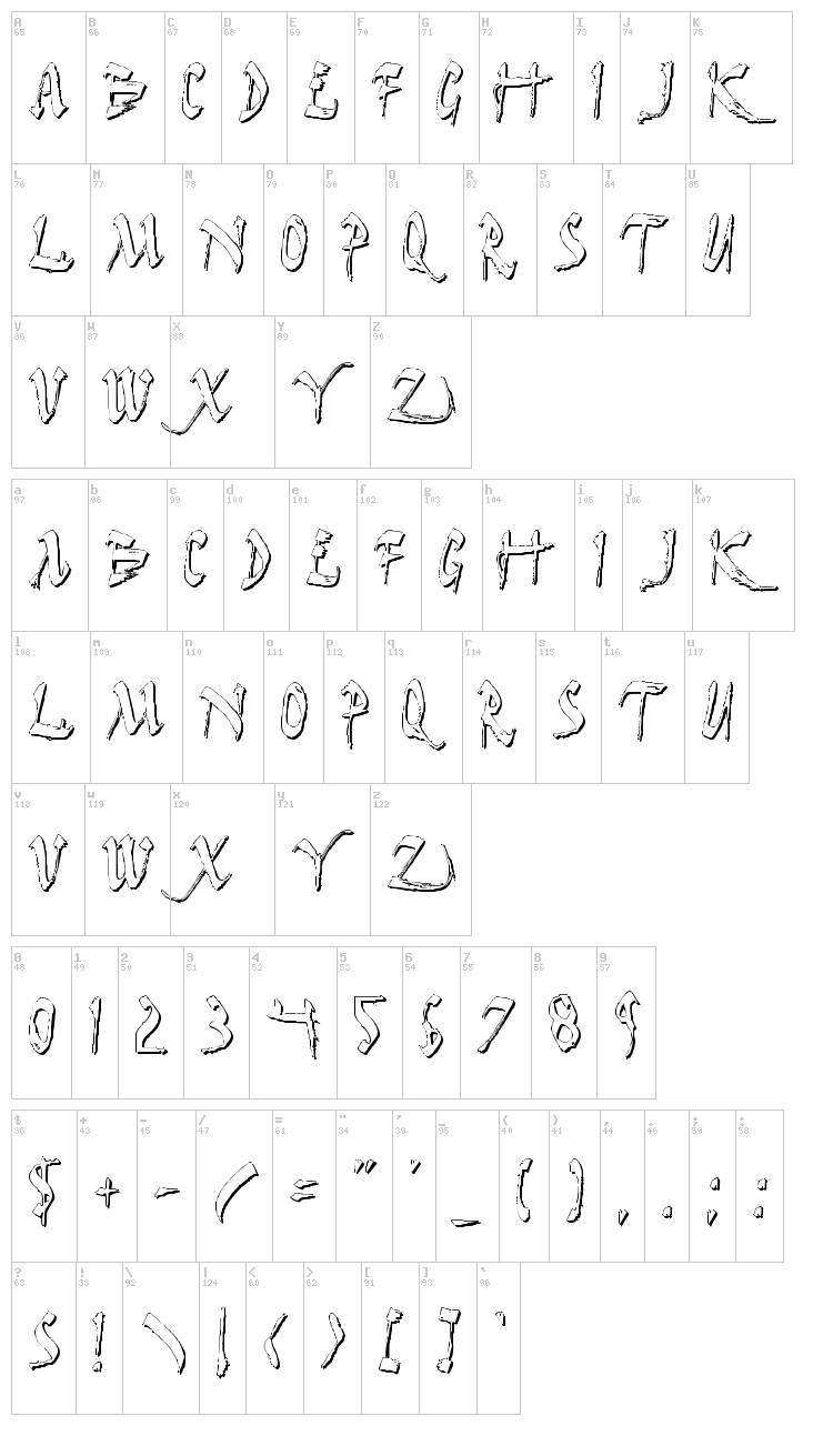 Dark Horse font map