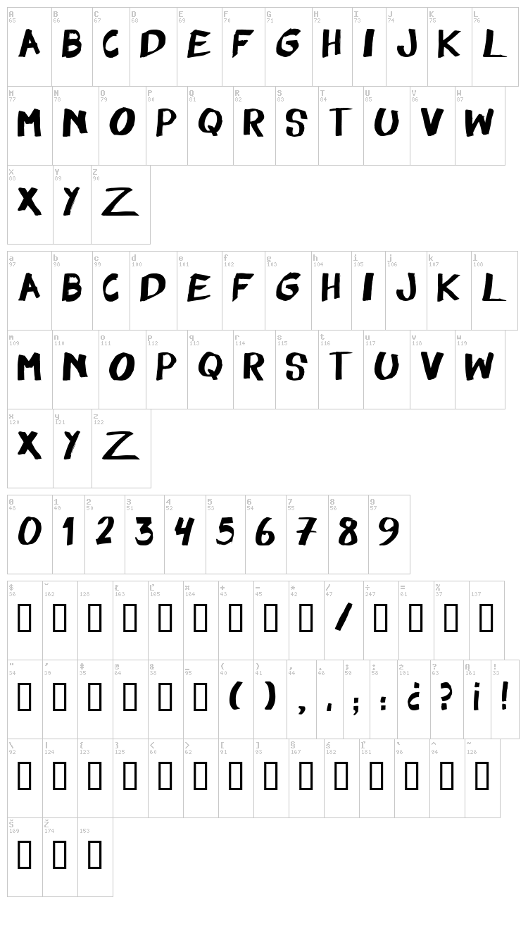 Felt Pen font map