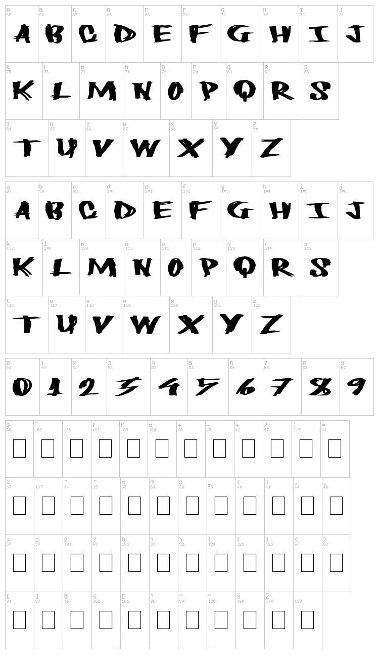 Heavy Load font map