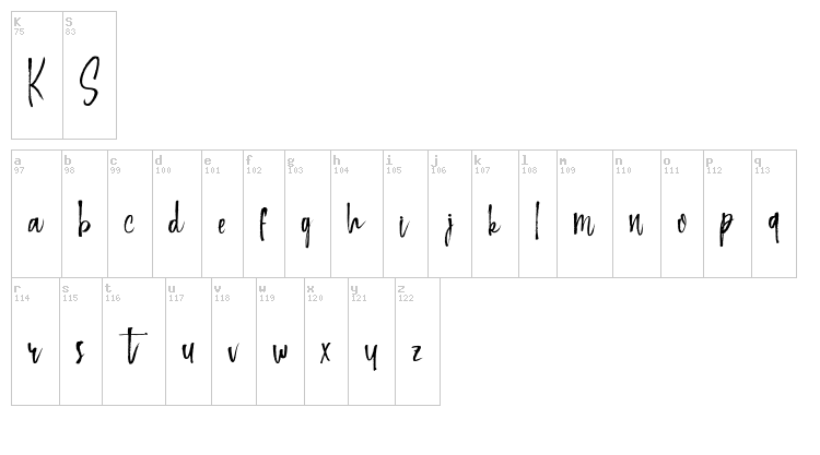 Keep Scrolling font map