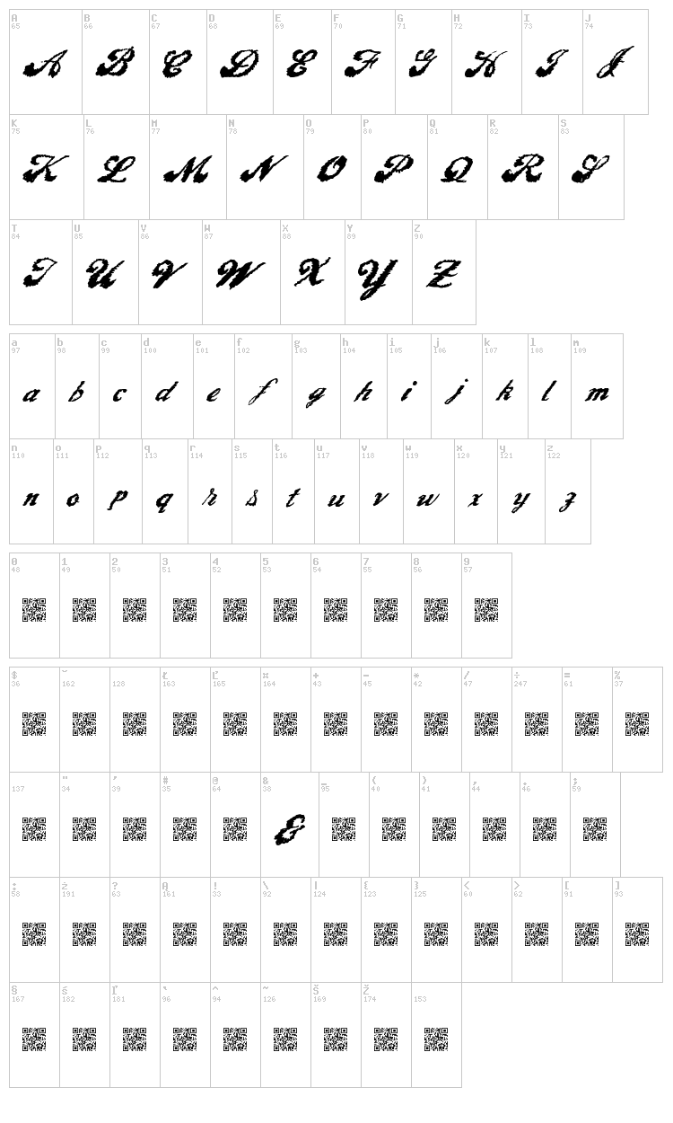 Liquid Magic font map