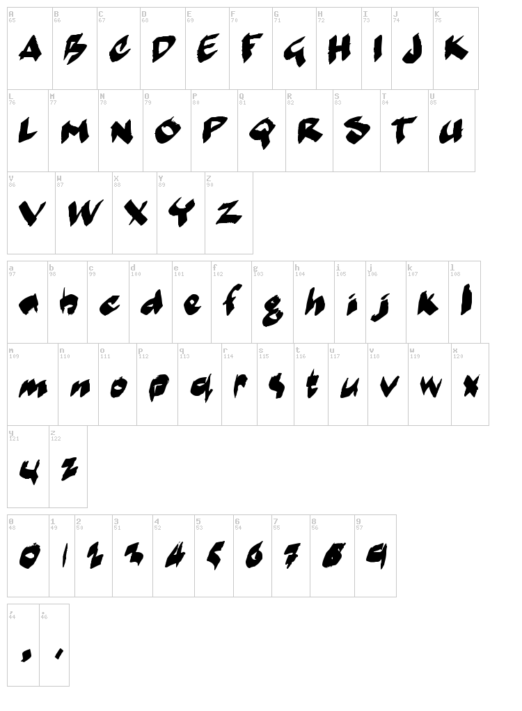 Marker Moe II font map