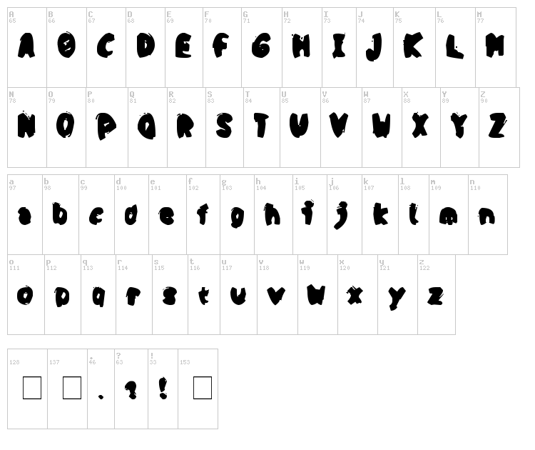 Opa Puk font map