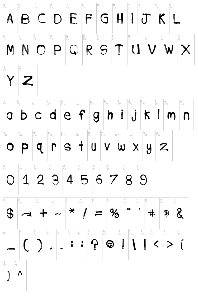 Phone Streak font map
