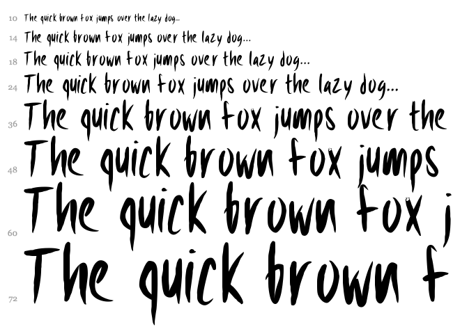 PW Sharp Brush font waterfall