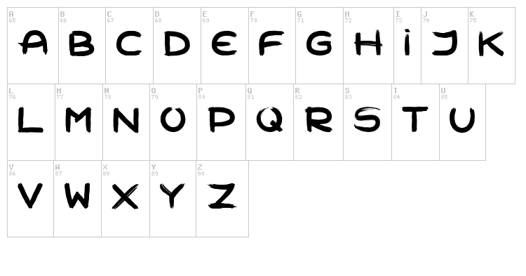 Zombie Morning font map