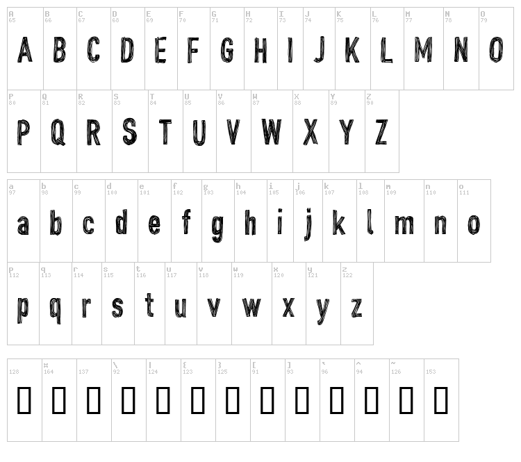 CF John Doe font map