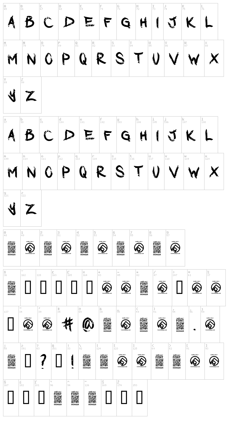 Dark Waters font map