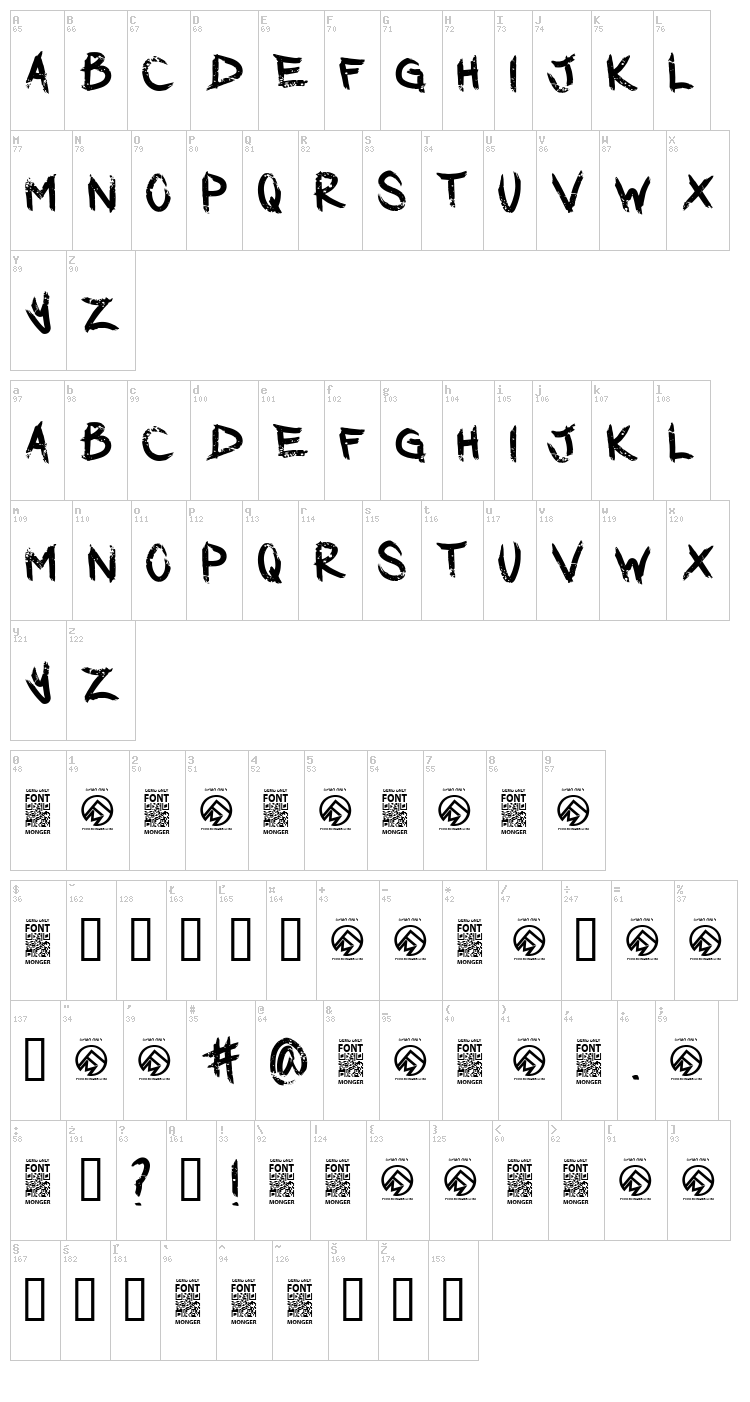 Dark Waters font map
