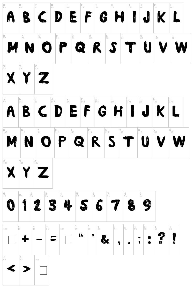 Daub font map