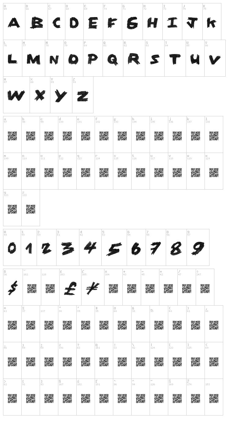 Dirty Coal font map