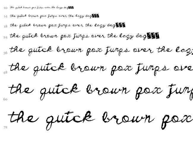 Dirty Cursive font waterfall