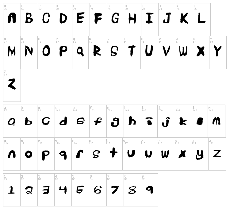 Extinct font map