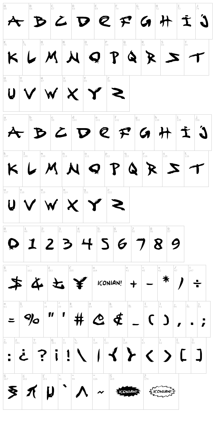 Fight Kid font map