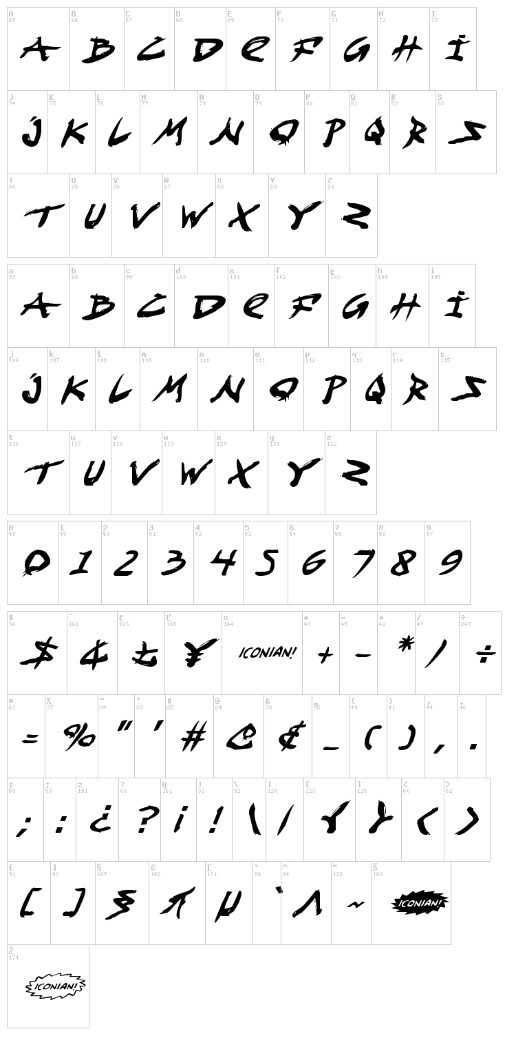 Fight Kid font map
