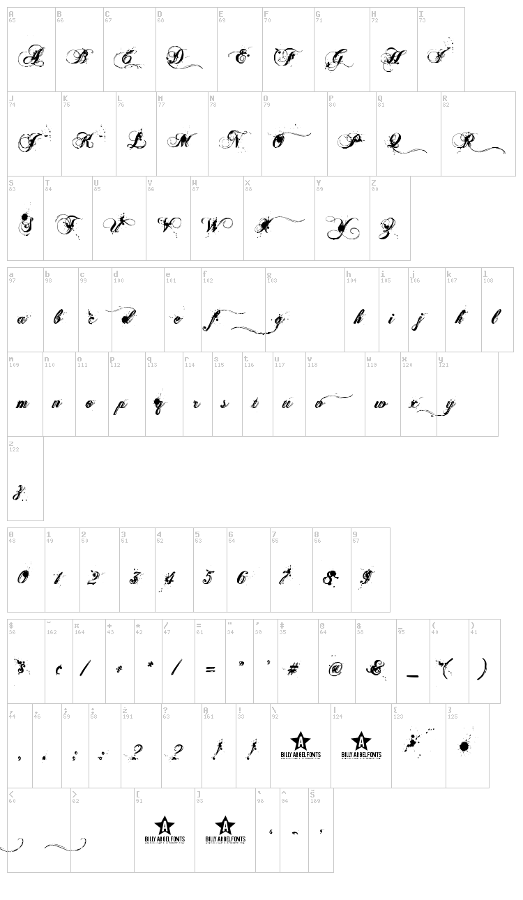 Ginga font map