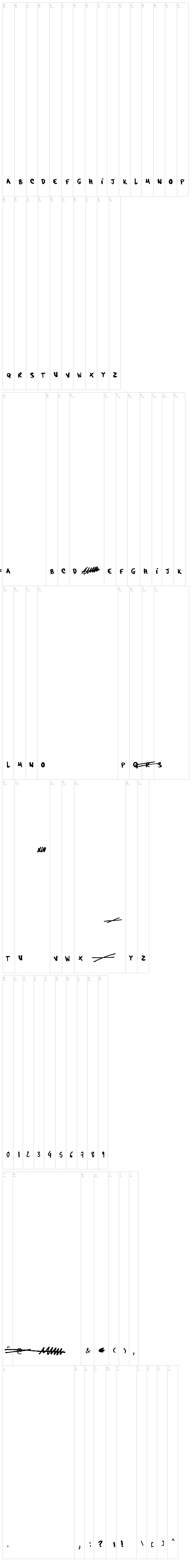 Hardcore Pen font map