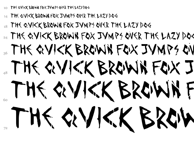 Invaders Must Die font waterfall