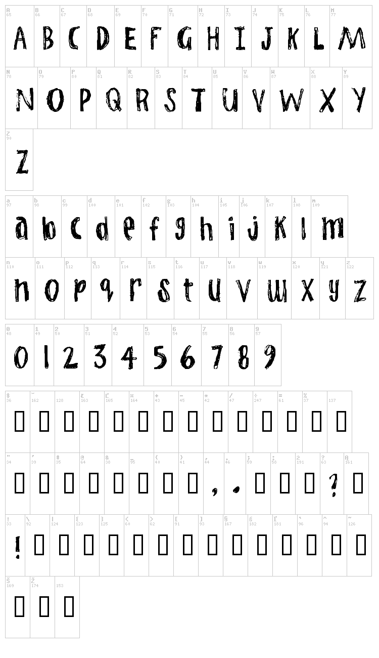 Jump Start font map