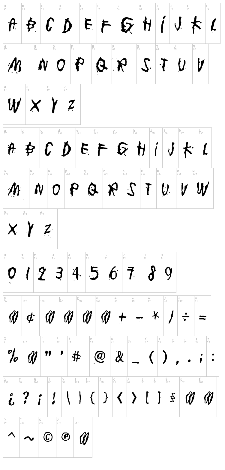 Junkohanhero One font map
