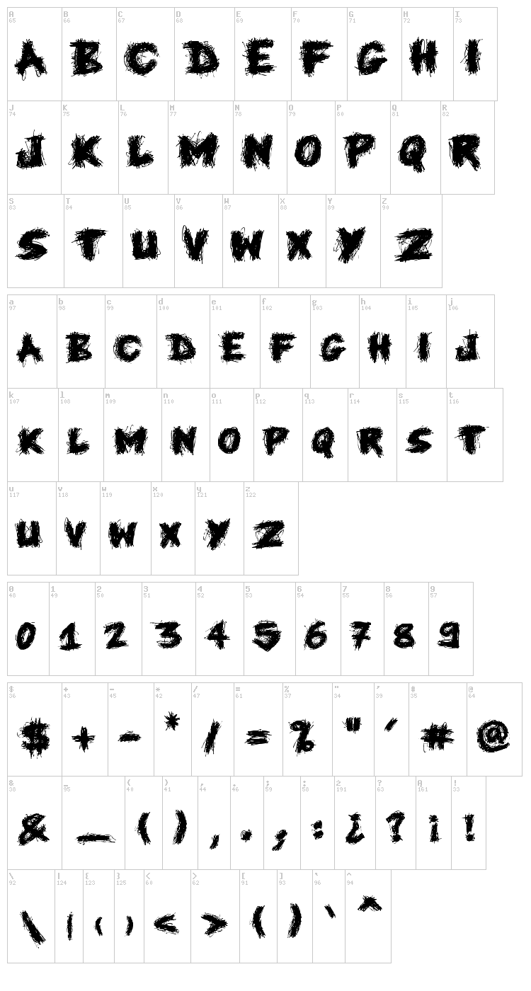 Knife Fight font map