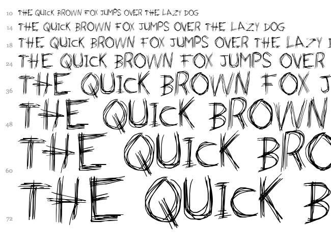 Naughty Scratch font waterfall