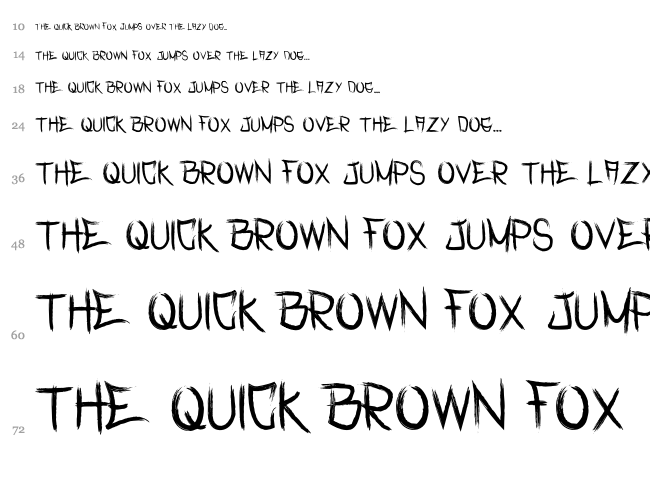 Rasterized font waterfall