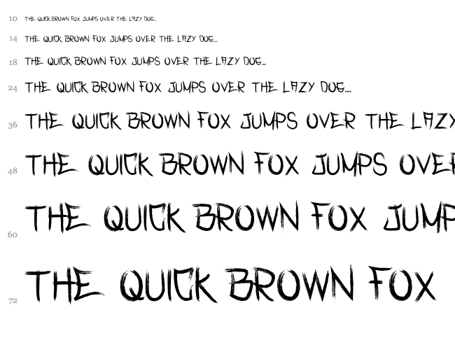 Rasterized font waterfall
