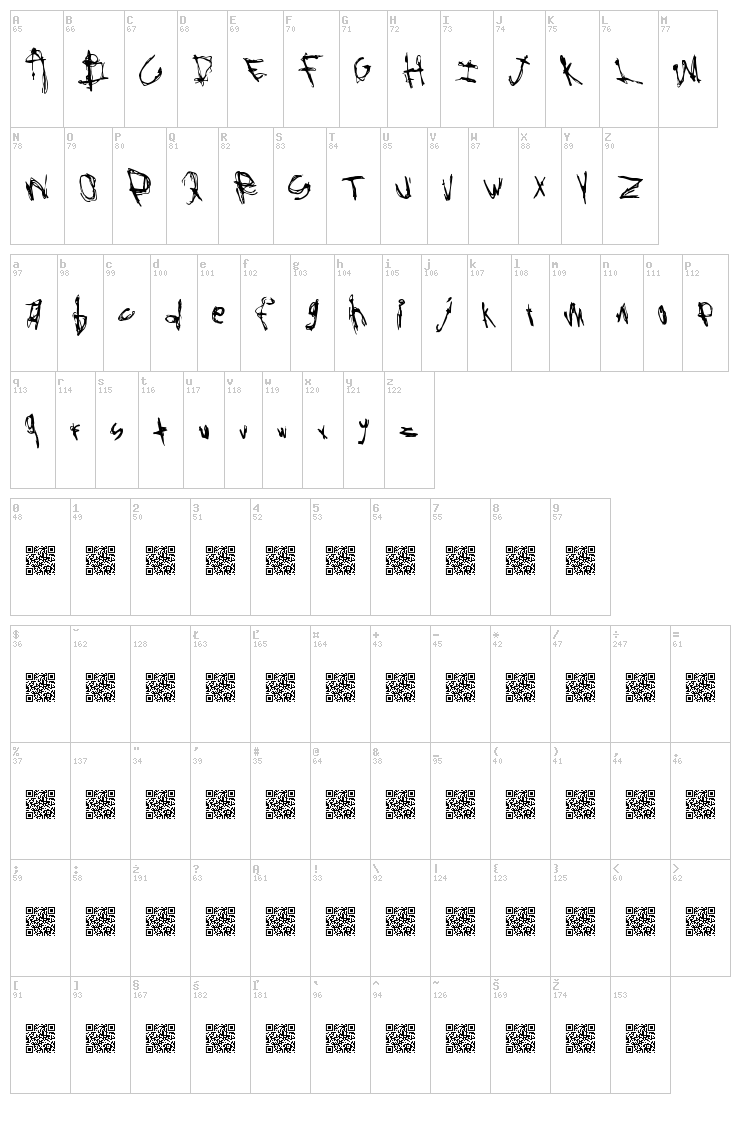 Rock Bait font map