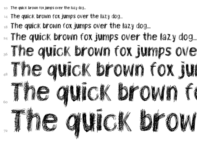Ten O Clock font waterfall