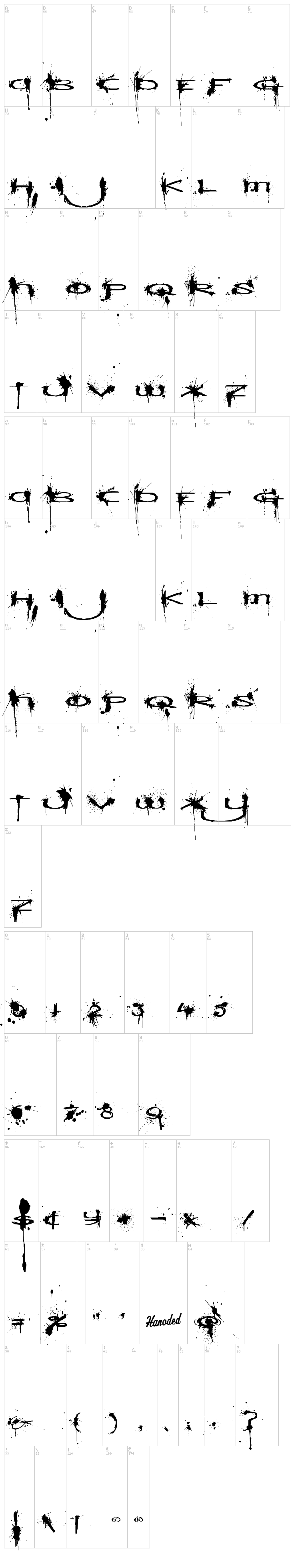 Windshield Massacre font map