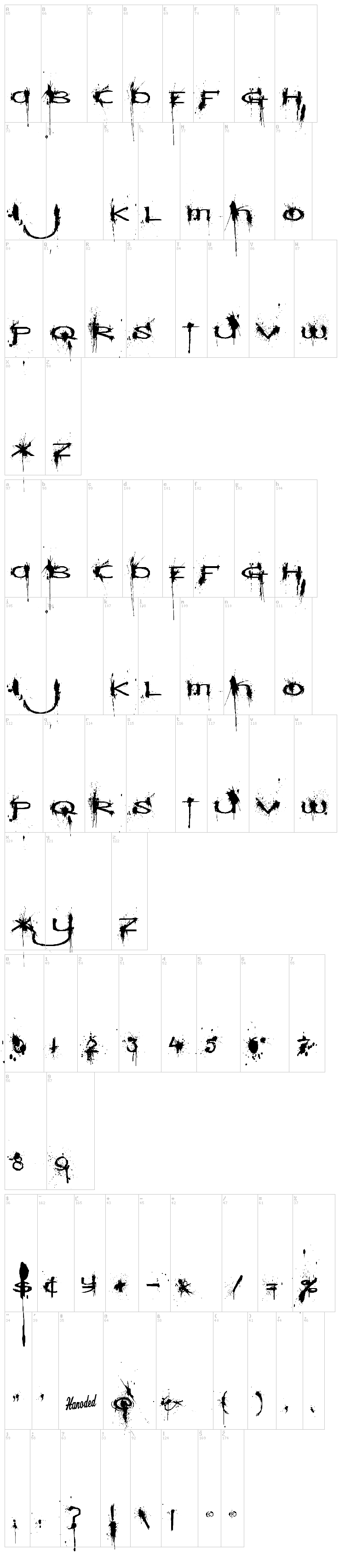 Windshield Massacre font map