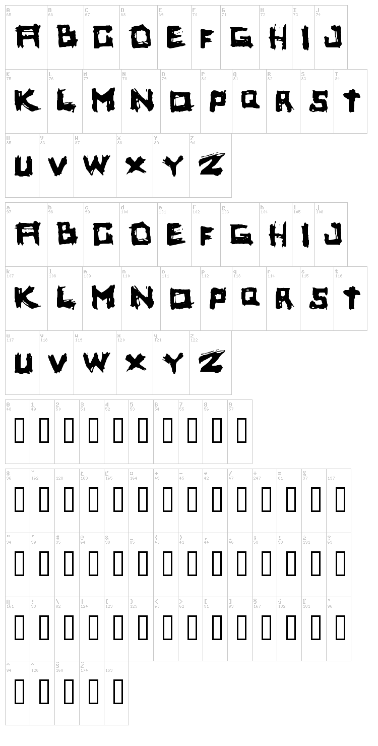 Yoicks font map