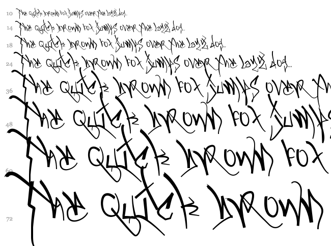 Blackbook One font waterfall