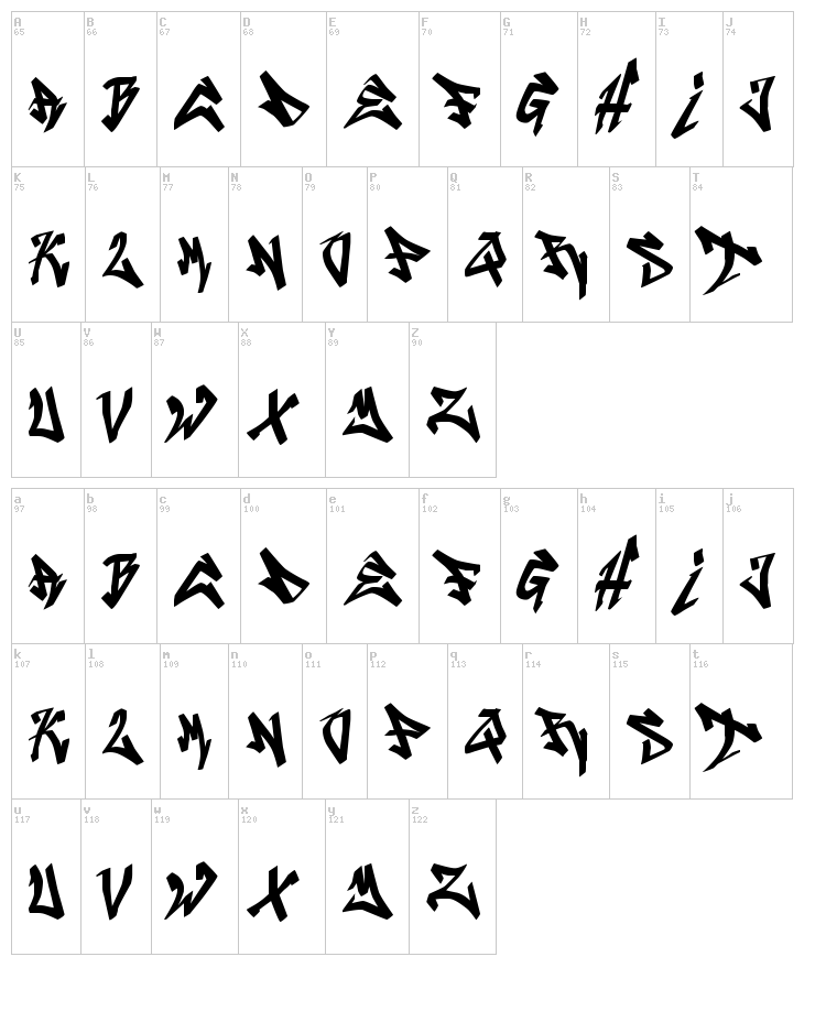 Cruze 2 font map