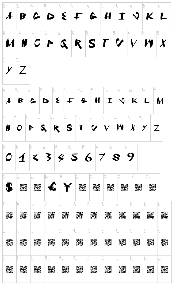 Fresh Track font map