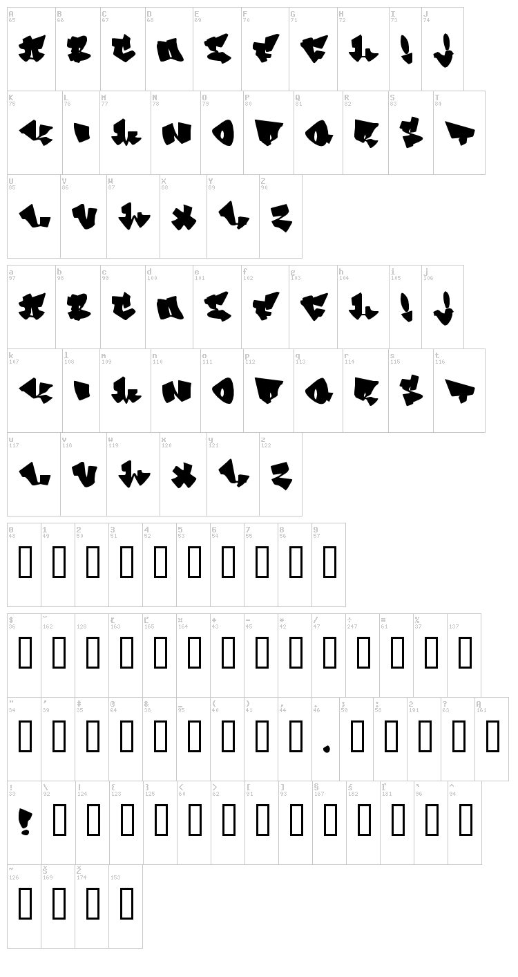 Homeboy font map
