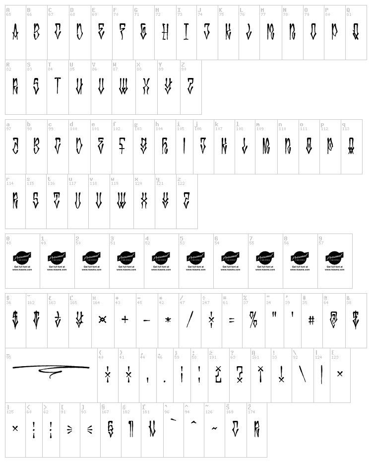 MonstaTag font map