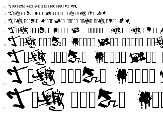 PW Graffiti font waterfall