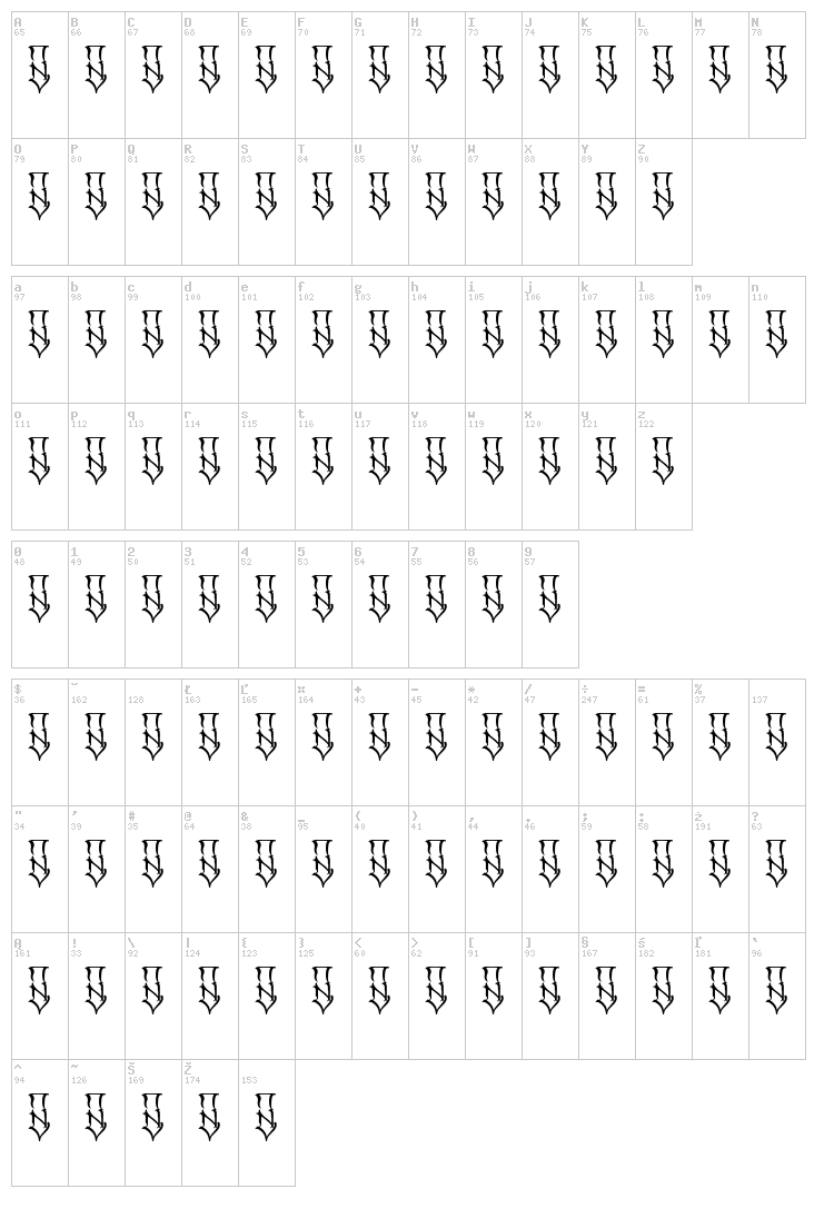 SR Cuen Font font map