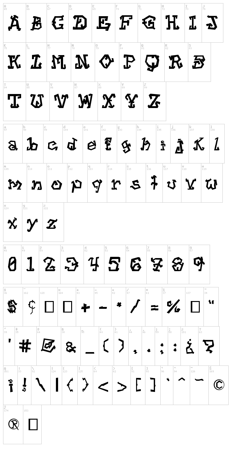 Street Voice!! font map