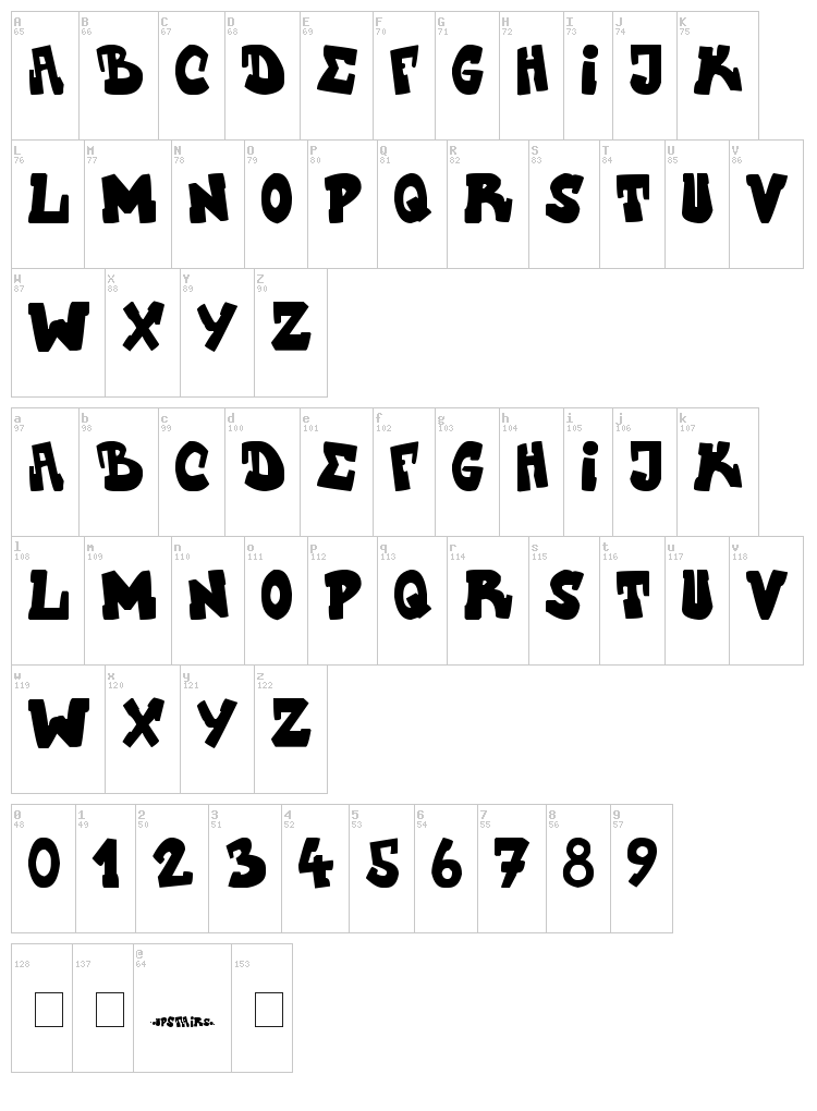 Upstairs CVJM Graff font map