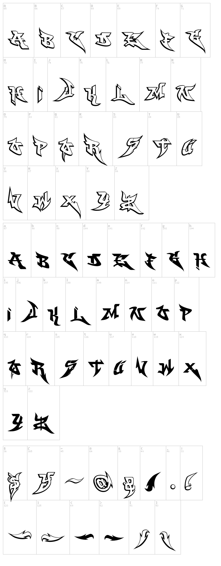 WildStyle font map