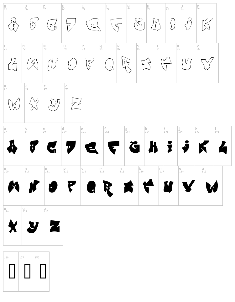 Zit Graffiti font map