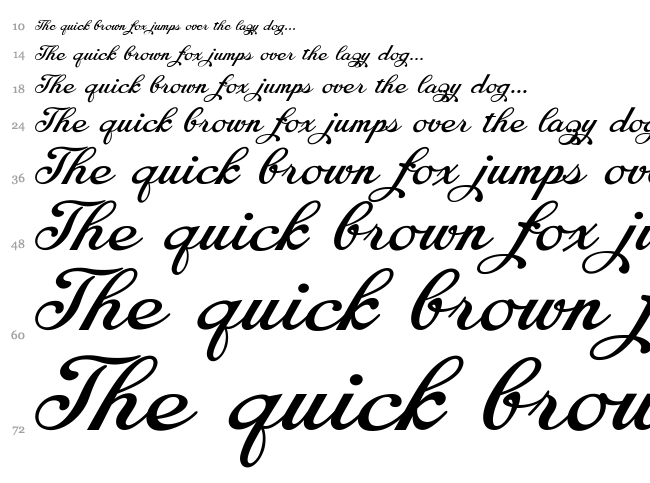 Chapel Script font waterfall