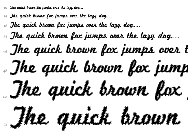 Marketing Script font waterfall