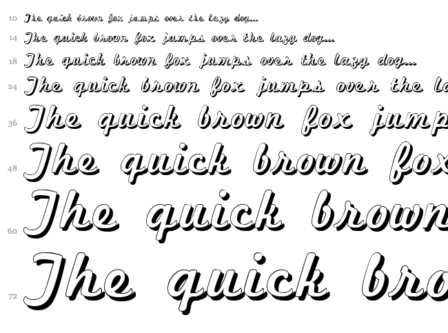 Marketing Script font waterfall