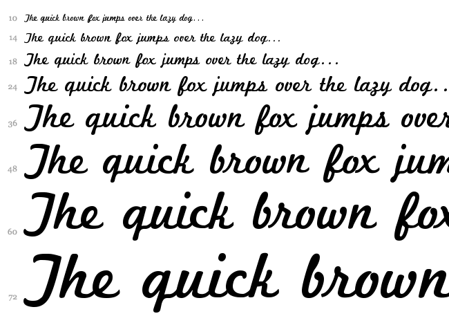 Marketing Script font waterfall