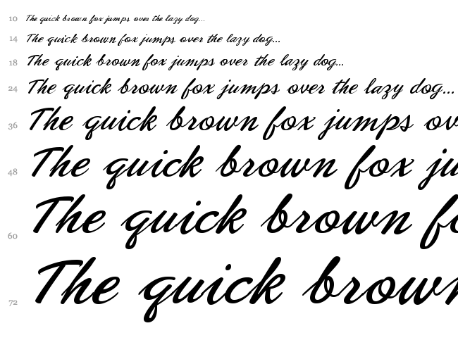 Phoenix Script FLF font waterfall