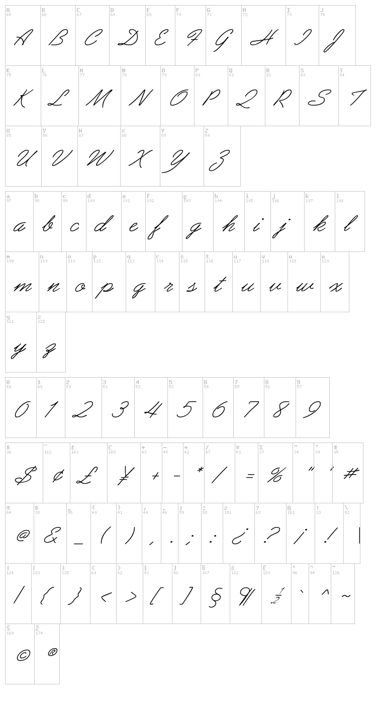 Prelude FLF font map